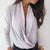 Deep V-Neck Long Sleeve Blouse - minxxshop.com