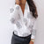 Deep V-Neck Long Sleeve Blouse - minxxshop.com