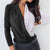 Deep V-Neck Long Sleeve Blouse - minxxshop.com