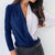 Deep V-Neck Long Sleeve Blouse - minxxshop.com