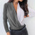 Deep V-Neck Long Sleeve Blouse - minxxshop.com