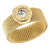2 Tone Gold & Silver Color Stainless Steel Mesh Ring with Roman Numerals - minxxshop.com