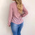 Long Sleeve V-Neck Sheer Blouse - minxxshop.com