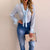 Long Sleeve V-Neck Sheer Blouse - minxxshop.com