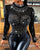 Sexy Skinny Black Shiny Studded Long Sleeve - minxxshop.com