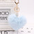 Heart Pom Pom Key Chain With Round Crystal Ball - minxxshop.com