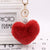 Heart Pom Pom Key Chain With Round Crystal Ball - minxxshop.com